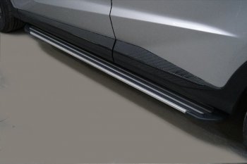 Пороги алюминиевые Slim Line ТСС Тюнинг Jetour X70 Plus (2023-2025) (Silver)