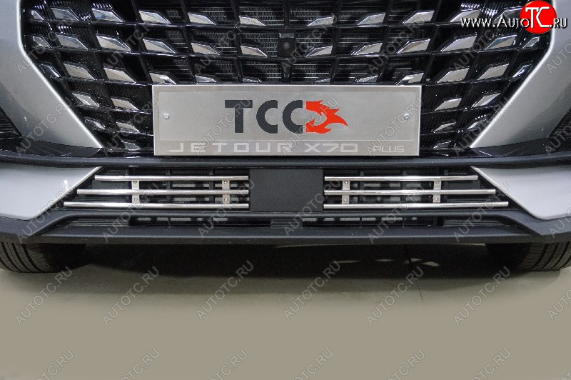 4 099 р. Декоративная вставка переднего бампера ТСС Тюнинг  Jetour X70 Plus (2023-2025) (d 12 мм)  с доставкой в г. Майкоп