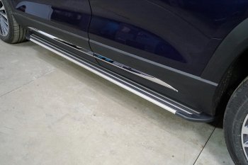 Пороги алюминиевые Slim Line ТСС Тюнинг Jetour X90 Plus (2021-2025) (Silver)