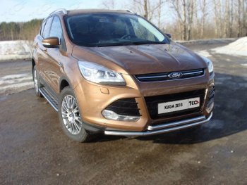 Защита передняя двойная d42,4*42,4 мм ТСС Тюнинг Ford Kuga  2 (2013-2016) дорестайлинг (нержавейка)
