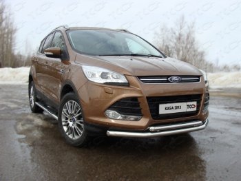 Защита передняя двойная d42,4*42,4 мм ТСС Тюнинг Ford Kuga  2 (2013-2016) дорестайлинг (нержавейка)