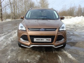 Защита переднего бампера нижняя d42,4 мм ТСС Тюнинг Ford Kuga  2 (2013-2016) дорестайлинг (нержавейка)