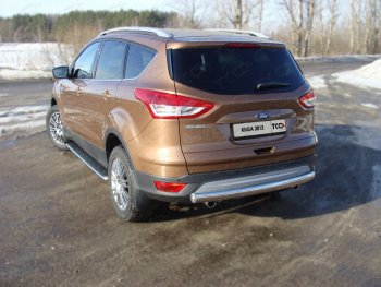 Защита задняя (центральная, нержавейка d75*42 мм) ТСС Тюнинг Ford Kuga  2 (2013-2016) дорестайлинг (центральная)