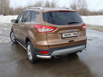Защита задняя уголки овальные 75х42 мм, ТСС Тюнинг Ford Kuga  2 (2013-2016) дорестайлинг