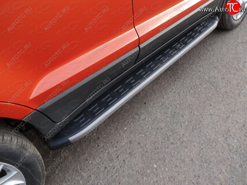 1 000 000 р. Пороги алюминиевые с пластиковой накладкой ТСС Тюнинг  Ford EcoSport (2013-2019) дорестайлинг (серые)  с доставкой в г. Майкоп