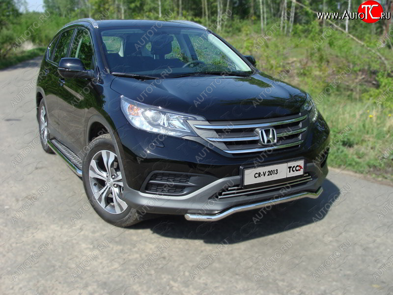 1 000 000 р. Защита переднего бампера кенгурин короткий d42,4 мм ТСС Тюнинг  Honda CR-V  RM1,RM3,RM4 (2012-2015) дорестайлинг (нержавейка)  с доставкой в г. Майкоп