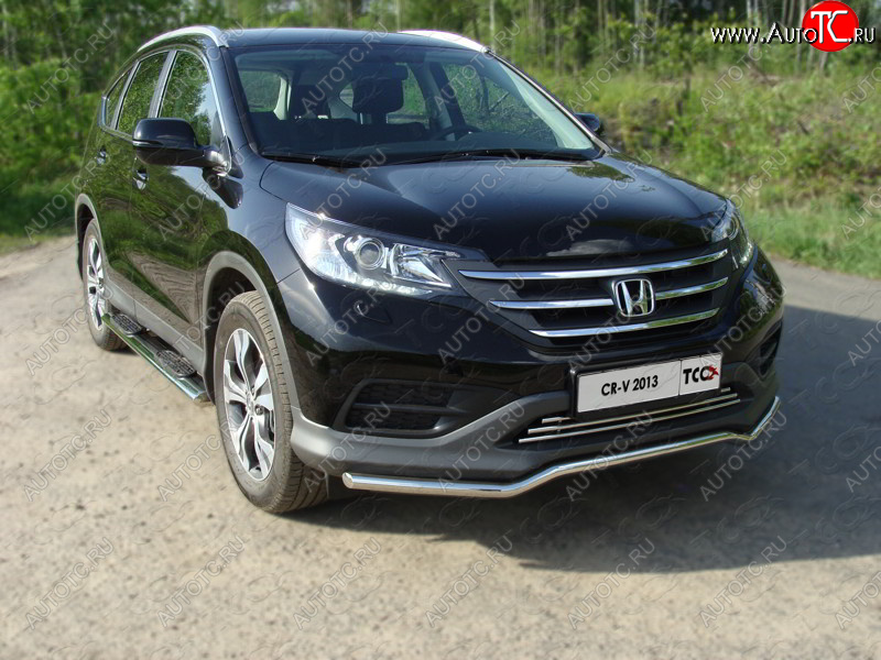 1 000 000 р. Пороги овальные с накладкой 120х60 мм ТСС Тюнинг  Honda CR-V  RM1,RM3,RM4 (2012-2015) дорестайлинг (серые)  с доставкой в г. Майкоп