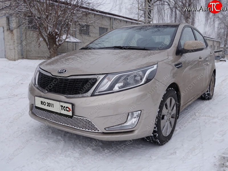 1 000 000 р. Вставка переднего бампера (треугольник) ТСС Тюнинг KIA Rio 3 QB хэтчбек 5 дв. дорестайлинг (2011-2015) (лист)  с доставкой в г. Майкоп