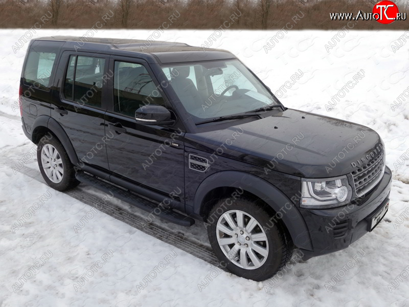 21 349 р. Пороги алюминиевые с пластиковой накладкой ТСС Тюнинг  Land Rover Discovery  4 L319 (2009-2016) (карбон черные)  с доставкой в г. Майкоп