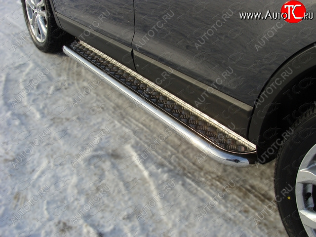 1 000 000 р. Пороги с площадкой 60,3 мм ТСС Тюнинг  Mazda CX-9  TB (2012-2015) 2-ой рестайлинг (серые)  с доставкой в г. Майкоп