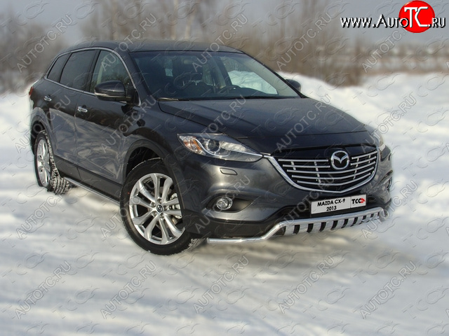 1 000 000 р. Защита переднего бампера нижняя с вставкой 42,4 мм ТСС Тюнинг Mazda CX-9 TC дорестайлинг (2015-2025) (нержавейка)  с доставкой в г. Майкоп