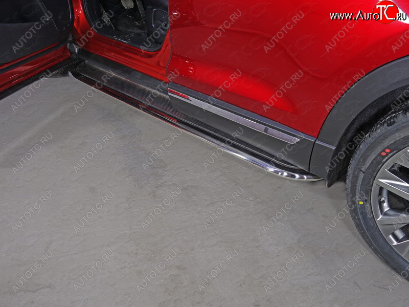 1 000 000 р. Пороги с площадкой 75х42 мм ТСС Тюнинг  Mazda CX-9  TB (2012-2015) 2-ой рестайлинг (нержавейка)  с доставкой в г. Майкоп