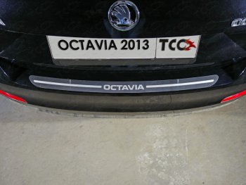 Накладка на задний бампер ТСС Тюнинг Skoda Octavia  A7 (2012-2017) дорестайлинг лифтбэк, дорестайлинг универсал (лист шлифованный надпись Octavia)
