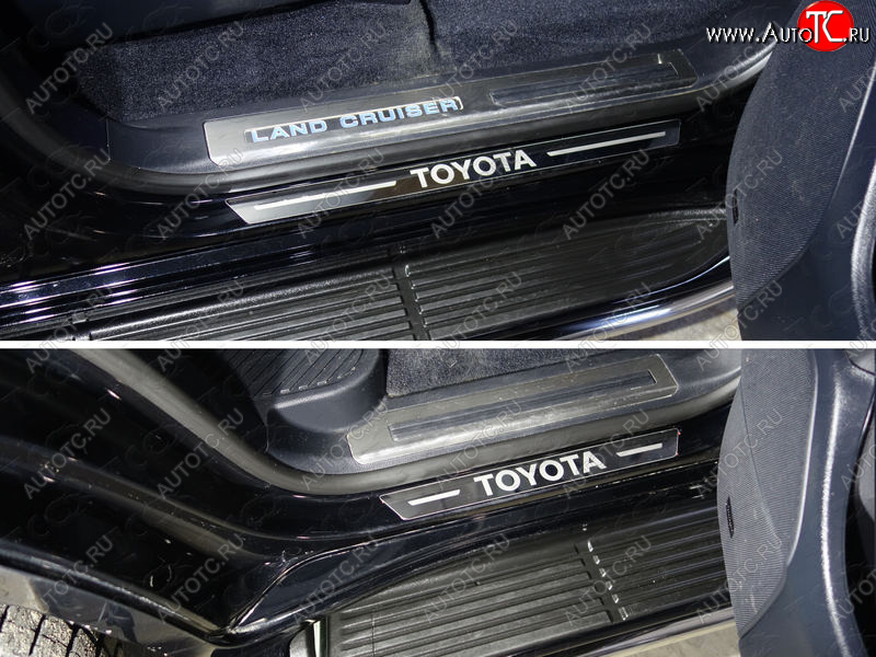 1 000 000 р. Накладки на пороги (4 шт) ТСС Тюнинг  Toyota Land Cruiser  200 (2015-2021) 2-ой рестайлинг (лист зеркальный надпись Toyota)  с доставкой в г. Майкоп