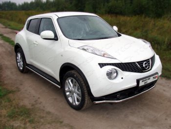 Защита переднего бампера нижняя d42,4 мм ТСС Тюнинг Nissan Juke  1 YF15 (2010-2014) дорестайлинг (нержавейка)