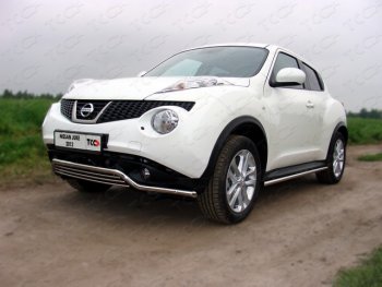 Защита переднего бампера кенгурин 42,4*16 мм ТСС Тюнинг Nissan Juke  1 YF15 (2010-2014) дорестайлинг (нержавейка)