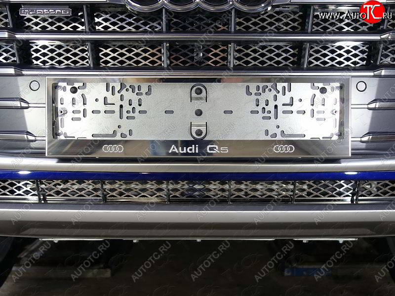 5 999 р. Рамка гос. номера ТСС Тюнинг Audi Q7 4M дорестайлинг (2015-2020) (нержавейка)  с доставкой в г. Майкоп