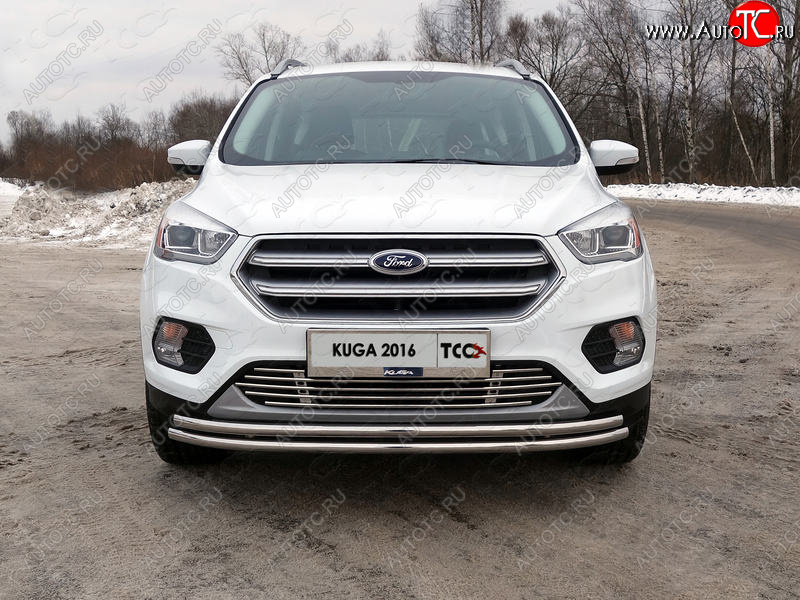 5 999 р. Рамка гос. номера ТСС Тюнинг Ford Kuga 2 рестайлинг (2016-2019) (нержавейка)  с доставкой в г. Майкоп