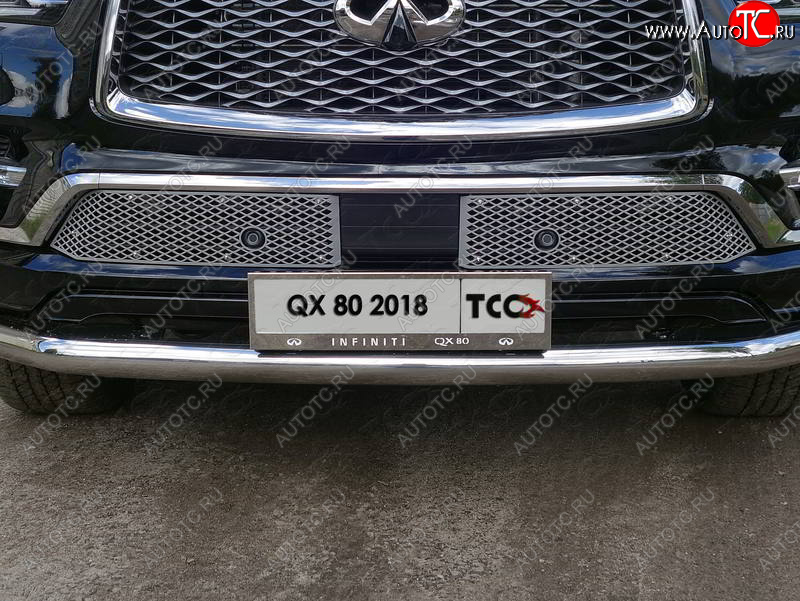 5 999 р. Рамка гос. номера ТСС Тюнинг INFINITI QX80 Z62 2-ой рестайлинг (2018-2024) (нержавейка)  с доставкой в г. Майкоп