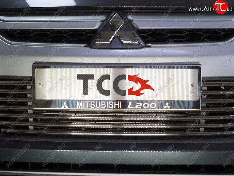 4 999 р. Рамка гос. номера ТСС Тюнинг Mitsubishi L200 5 KK,KL рестайлинг (2018-2022) (нержавейка)  с доставкой в г. Майкоп