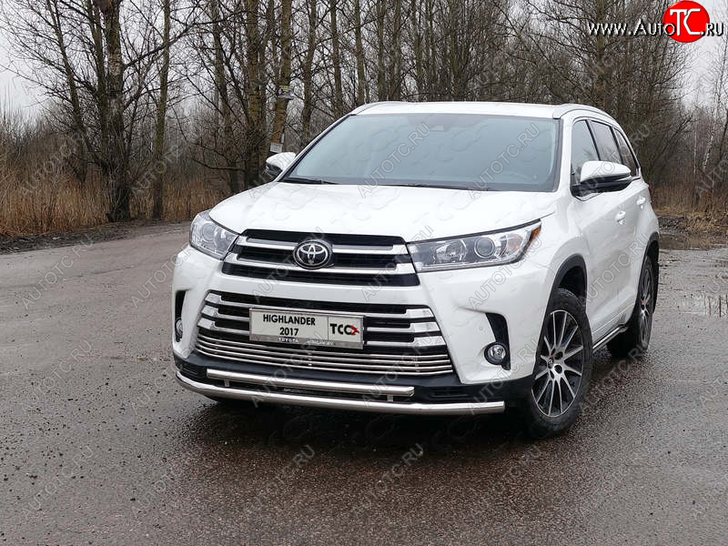 5 999 р. Рамка гос. номера ТСС Тюнинг Toyota Highlander XU50 рестайлинг (2016-2020) (нержавейка)  с доставкой в г. Майкоп