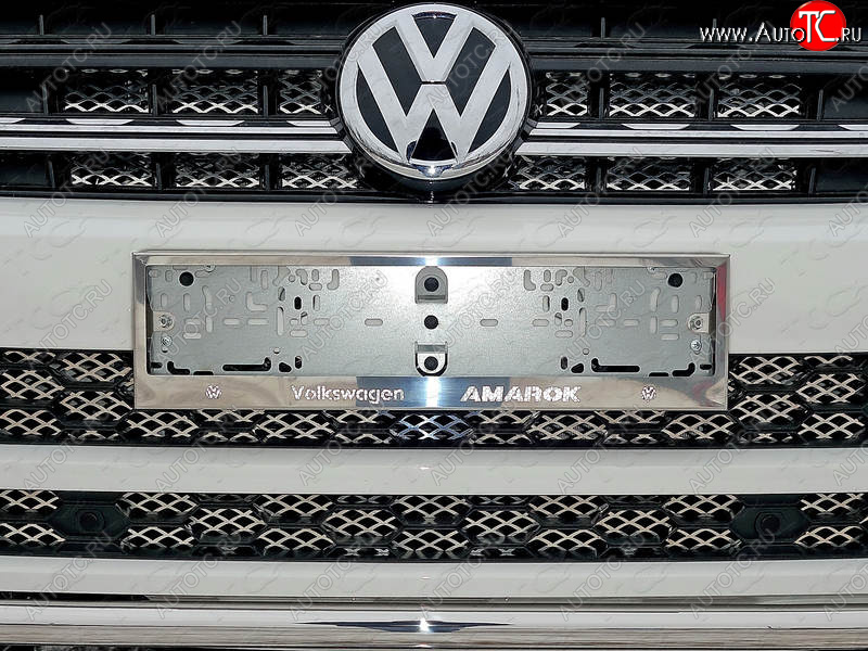5 999 р. Рамка гос. номера ТСС Тюнинг Volkswagen Amarok рестайлинг (2016-2022) (нержавейка)  с доставкой в г. Майкоп