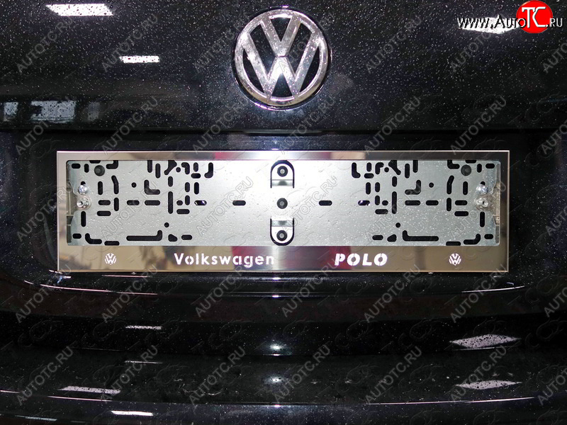 5 999 р. Рамка гос. номера ТСС Тюнинг Volkswagen Polo 5 хэтчбек рестайлинг (2015-2020) (нержавейка)  с доставкой в г. Майкоп