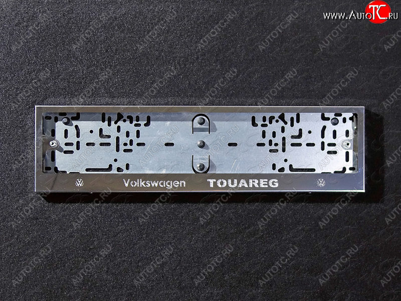 5 999 р. Рамка гос. номера ТСС Тюнинг Volkswagen Touareg NF рестайлинг (2014-2018) (нержавейка)  с доставкой в г. Майкоп