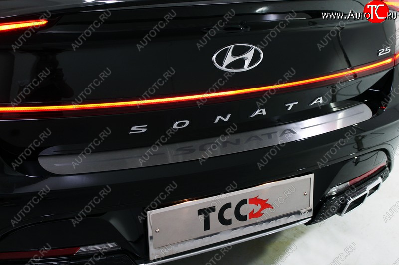 1 000 000 р. Накладка на задний бампер ТСС Тюнинг  Hyundai Solaris  HCR (2020-2022) седан рестайлинг (Лист шлифованный, надпись Hyundai)  с доставкой в г. Майкоп