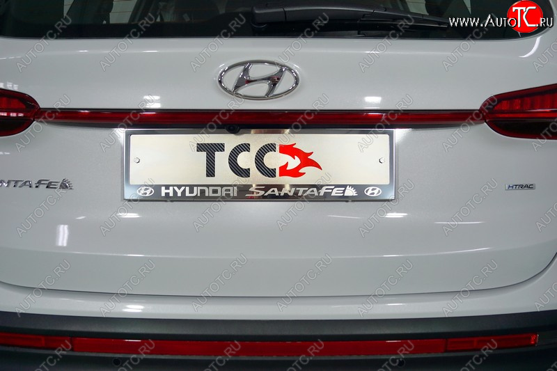 4 999 р. Рамка гос. номера ТСС Тюнинг  Hyundai Santa Fe  TM (2020-2022) рестайлинг (нержавейка)  с доставкой в г. Майкоп
