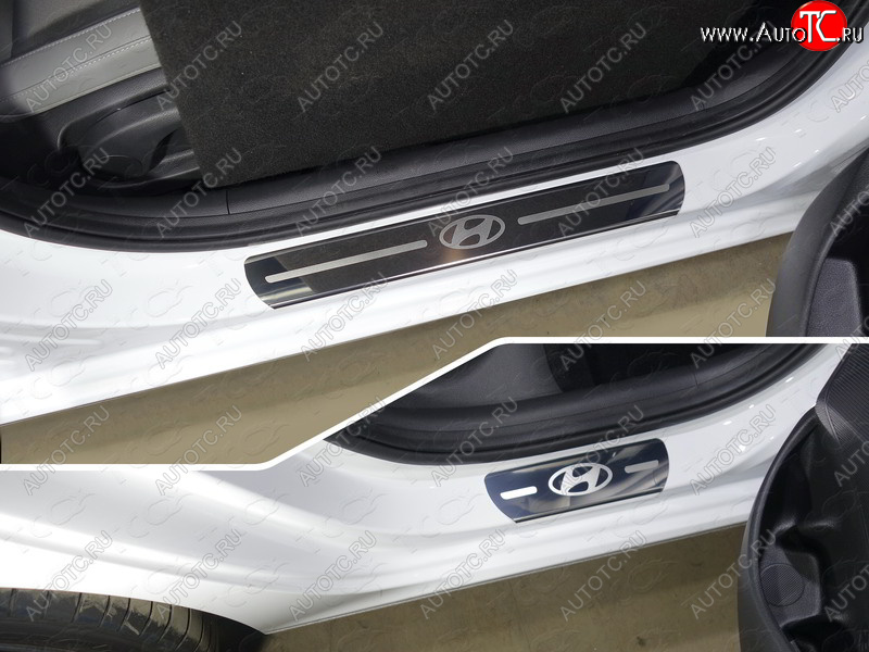 1 000 000 р. Накладки на пороги (4 шт) ТСС Тюнинг  Hyundai I30  3 PD - I30 Fastback  PD (лист зеркальный логотип Hyundai)  с доставкой в г. Майкоп