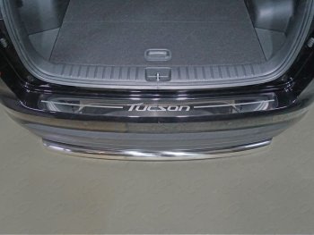 Накладка на задний бампер ТСС Тюнинг Hyundai Tucson  TL (2018-2021) рестайлинг (Лист зеркальный, надпись Tucson)