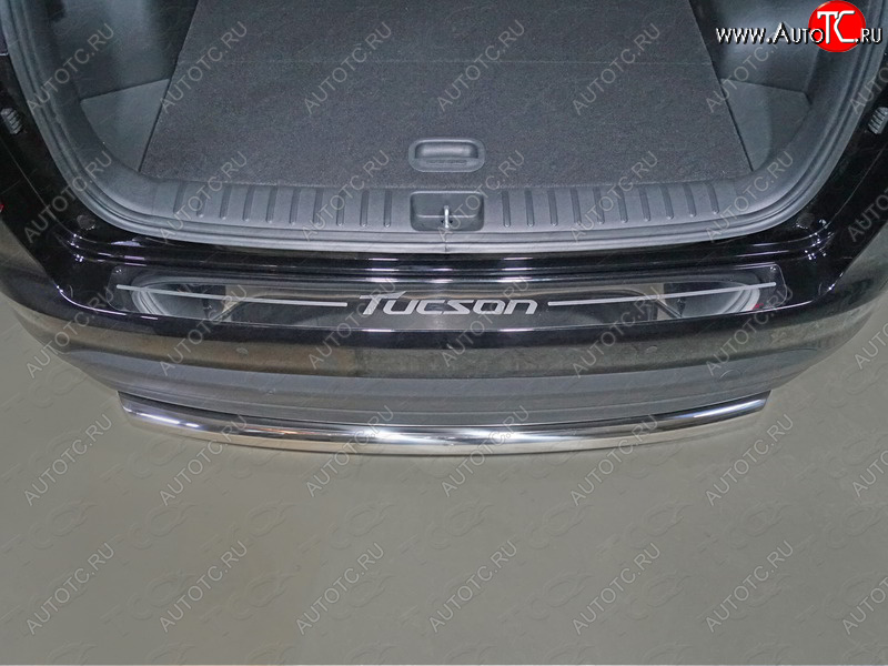 1 000 000 р. Накладка на задний бампер ТСС Тюнинг  Hyundai Tucson  TL (2018-2021) рестайлинг (Лист зеркальный, надпись Tucson)  с доставкой в г. Майкоп