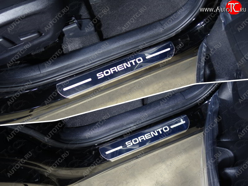 1 000 000 р. Накладки на пороги ТСС Тюнинг  KIA Sorento  UM/Prime (2018-2020) рестайлинг (лист зеркальный надпись Sorento)  с доставкой в г. Майкоп