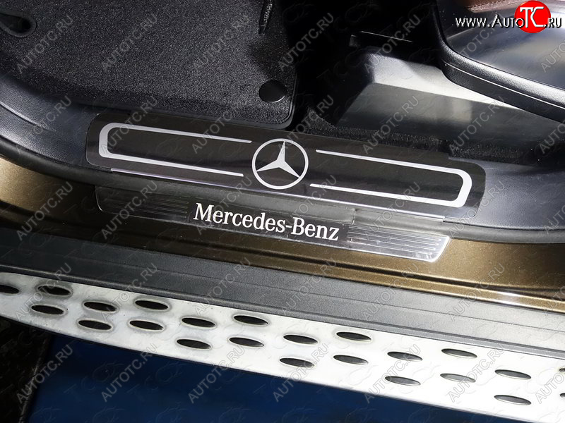 1 000 000 р. Накладки на пластиковые пороги ТСС Тюнинг  Mercedes-Benz ML class  W166 (2011-2015) (лист зеркальный логотип Mercedes)  с доставкой в г. Майкоп