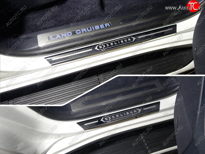 1 000 000 р. Накладки на пороги с гибом (4шт) ТСС Тюнинг  Toyota Land Cruiser  200 (2015-2021) 2-ой рестайлинг (лист зеркальный надпись Excalibur)  с доставкой в г. Майкоп