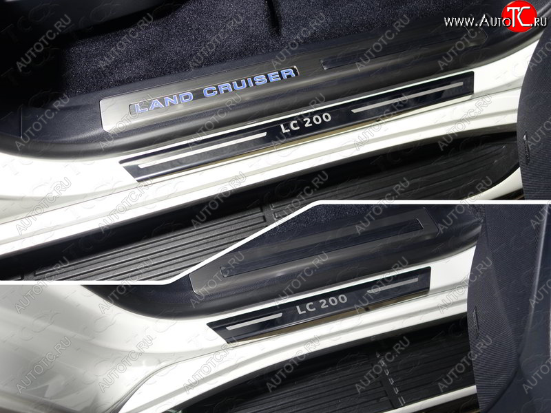 1 000 000 р. Накладки на пороги с гибом (4шт) ТСС Тюнинг  Toyota Land Cruiser  200 (2015-2021) 2-ой рестайлинг (лист зеркальный надпись LC 200)  с доставкой в г. Майкоп