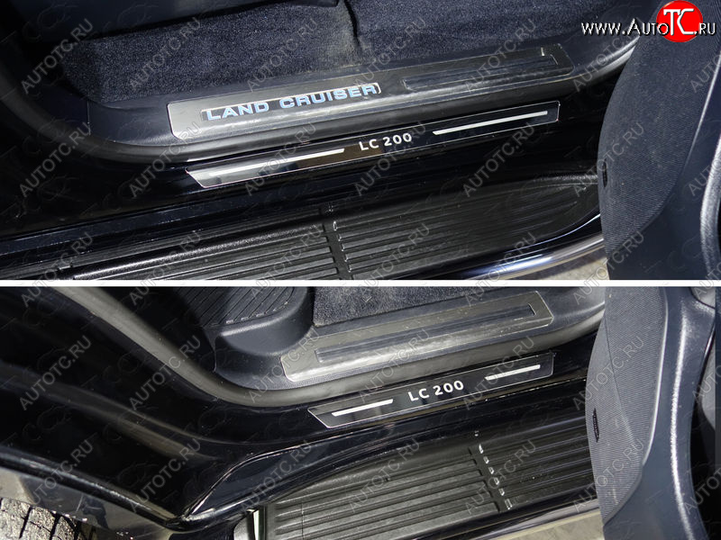 1 000 000 р. Накладки на пороги (4 шт) ТСС Тюнинг  Toyota Land Cruiser  200 (2015-2021) 2-ой рестайлинг (лист зеркальный надпись LC 200)  с доставкой в г. Майкоп