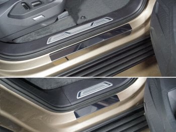 Накладки на пороги ТСС Тюнинг Volkswagen Touareg  CR (2018-2025) (лист зеркальный)