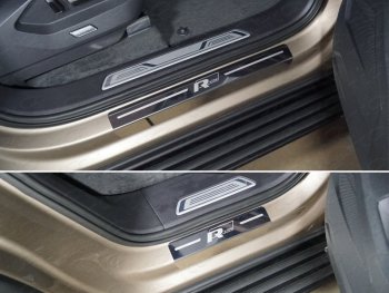 Накладки на пороги (4 шт) ТСС Тюнинг Volkswagen Touareg  CR (2018-2025) (лист зеркальный надпись R-Lin)