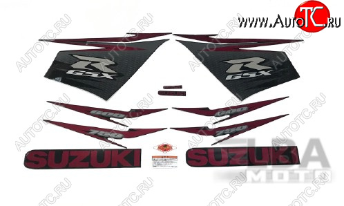 7 549 р. Комплект наклеек на пластик для мотоцикла Suzuki GSX-R600750 11-16 Черно-Красный  пм-00017748  с доставкой в г. Майкоп