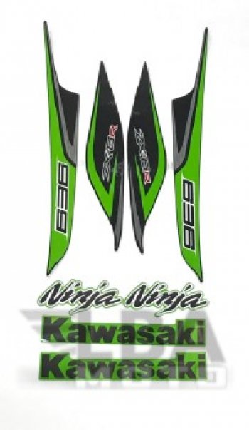 3 299 р. Комплект наклеек на пластик для мотоцикла Kawasaki 636, ZX6R 13-16 Зелено-Черный  пм-00017750  с доставкой в г. Майкоп. Увеличить фотографию 1