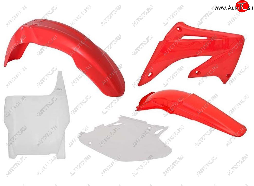 12 749 р. Комплект пластика R-Tech Honda CR125250 2004-2007 (R-KITCR0-OEM-503) красный-белый  r-kitcr0-oem-503  с доставкой в г. Майкоп