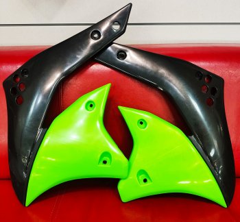 1 999 р. Обтекатели радиатора UFO Kawasaki KX250F 2006+ (3767-999) Зелено-Черный  пм-00019972  с доставкой в г. Майкоп. Увеличить фотографию 1