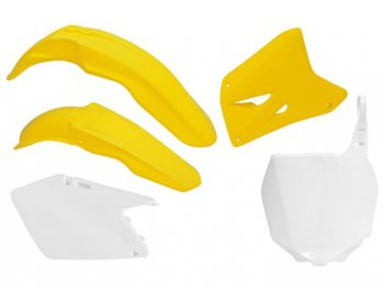 12 749 р. Комплект пластика R-Tech Suzuki RM125250 01-11 (R-KITRM0-OEM-502) желтыйбелый  r-kitrm0-oem-502  с доставкой в г. Майкоп. Увеличить фотографию 1