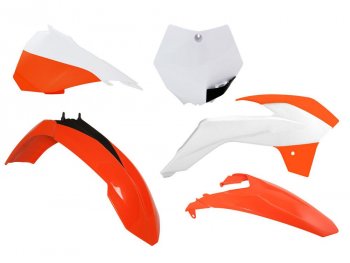 13 999 р. Комплект пластика R-Tech KTM SX 8513-17 (R-KITKTM-OEM-593) Бело-Оранжевый  r-kitktm-oem-593  с доставкой в г. Майкоп. Увеличить фотографию 1