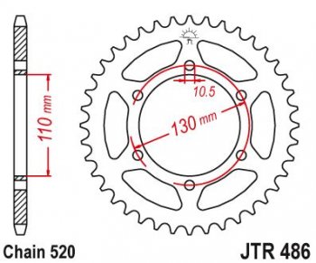 3 399 р. Звезда цепного привода JTR486 42  jtr486.42  с доставкой в г. Майкоп. Увеличить фотографию 1