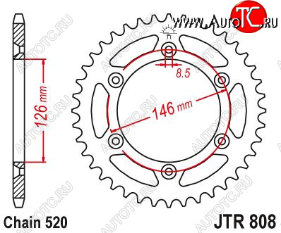 4 039 р. Звезда цепного привода JTR808 50sc  jtr808.50sc  с доставкой в г. Майкоп