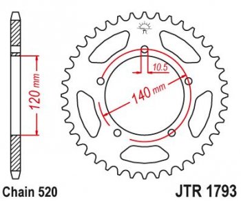 3 619 р. Звезда цепного привода JTR1793 43  jtr1793.43  с доставкой в г. Майкоп. Увеличить фотографию 1