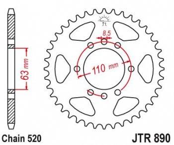 2 989 р. Звезда цепного привода JTR890 45  jtr890.45  с доставкой в г. Майкоп. Увеличить фотографию 1